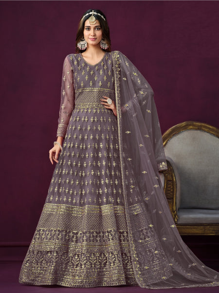 Net Salwar Kameez - Net Embroidery - Anarkali