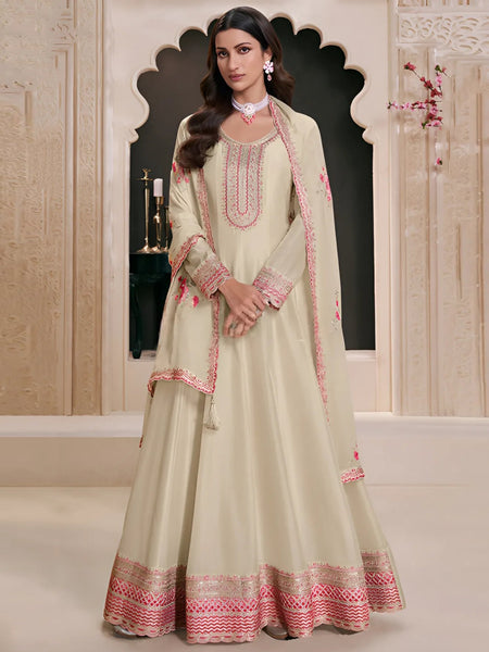 Yellow Salwar Kameez - Art Silk - Anarkali