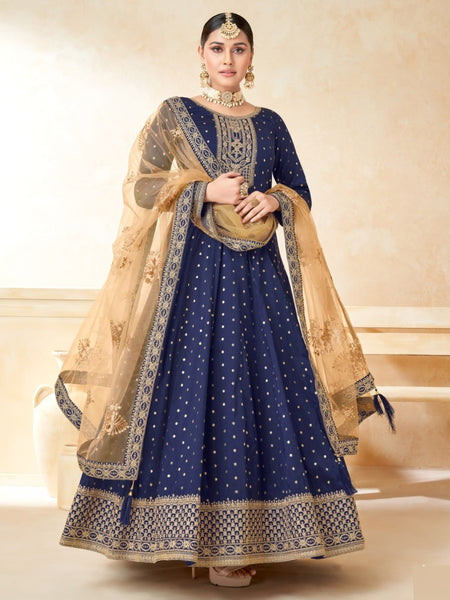 Net Salwar Kameez - Art Silk Jacquard - Anarkali