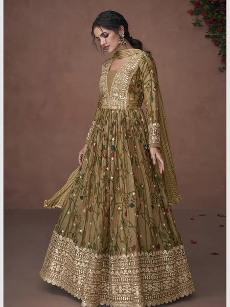 Party Salwar Kameez - Pure Organza Silk - Anarkali