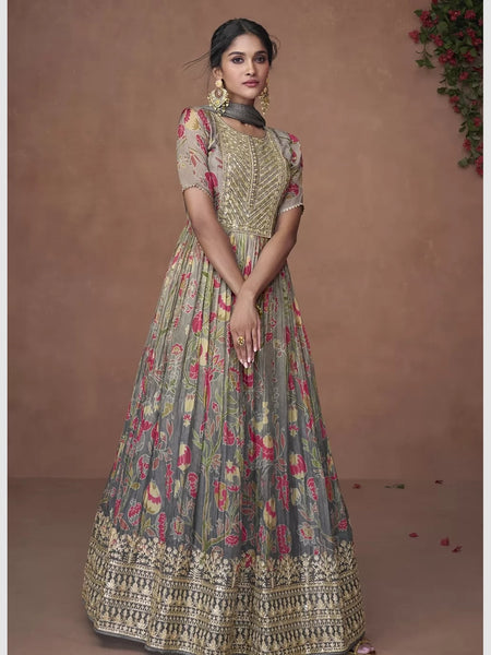  Salwar Kameez - Pure Organza Silk - Anarkali