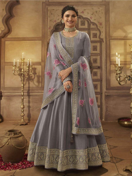  Salwar Kameez - Embroidered Art Silk - Anarkali
