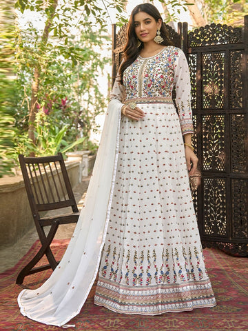 Buy Floor Length White Designer Indian Plus Size Dresses Online for Women  in USA