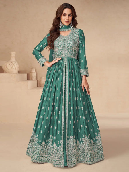  Salwar Kameez - Chinnon Silk - Anarkali Dress