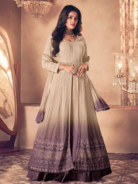 Purple Salwar Kameez - Real Georgette - Anarkali Dress