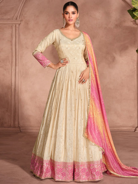 Plus-Sizes Indian Dress - Viscose Jacquard Silk