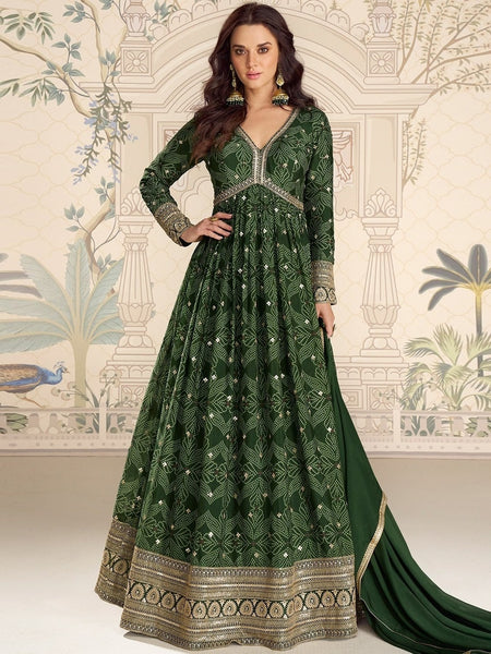  Salwar Kameez - Chinon Silk - Anarkali Suit