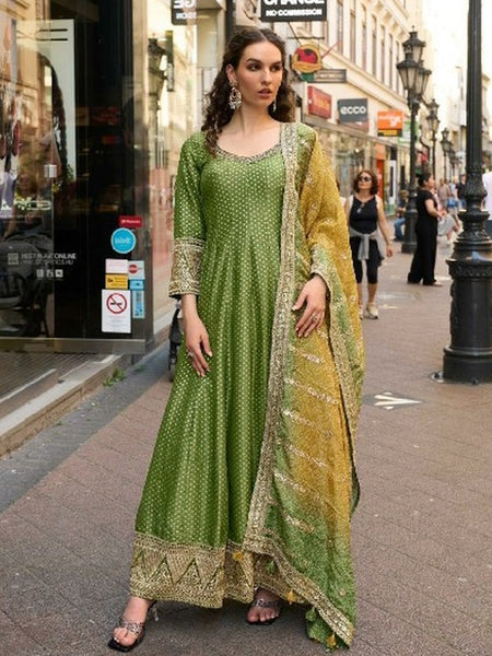 Plus-Sizes Indian Dress - Viscose Silk - Anarkali Suit