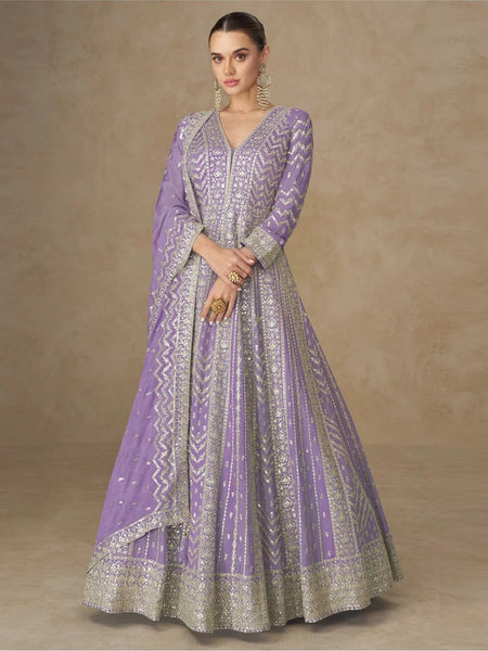 Plus-Sizes Indian Dress - Silk Chinon - Anarkali Suit