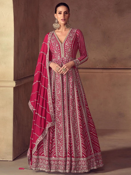 Plus-Sizes Indian Dress - Real Chinon - Anarkali Suit