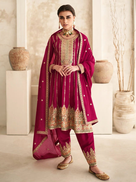 Red Indian Dress - Luxury Silk Embroidery