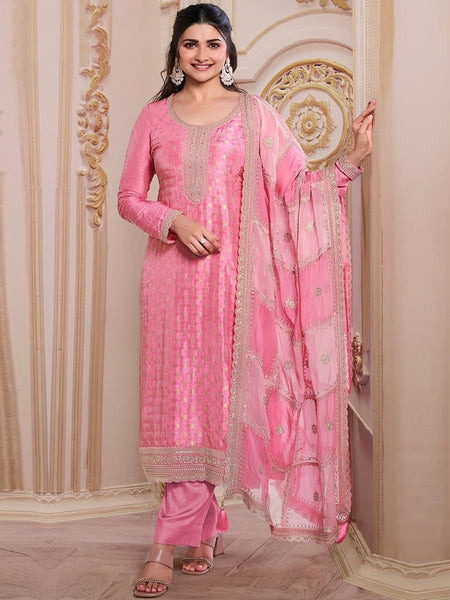 Straight Indian Dress - Dola Jacquard Embroidery