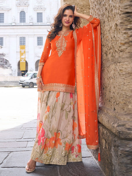 Churidar Indian Dress - Real Chinon Embroidery