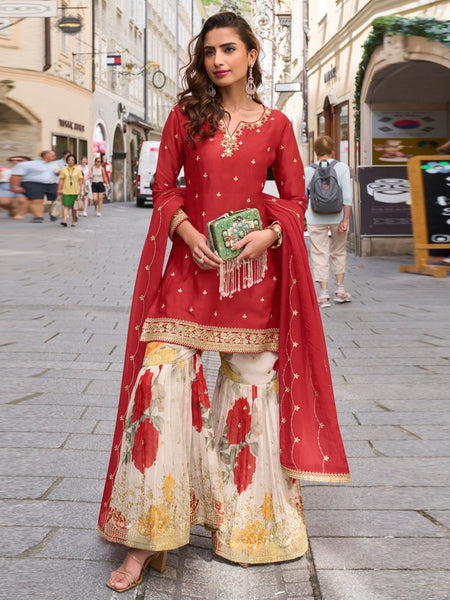 Churidar Indian Dress - Real Chinon Embroidery