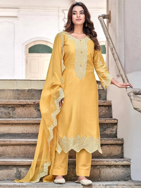  Salwar Kameez - Embroidered Pure Art Silk