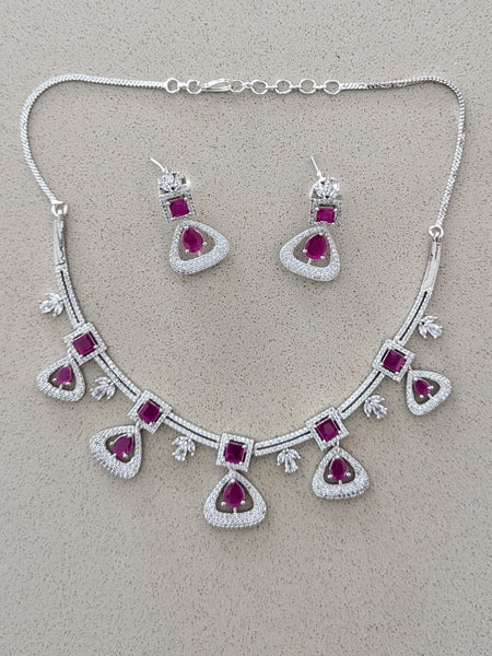Zirconia Indian Jewelry - Zirconia Necklace & Earrings