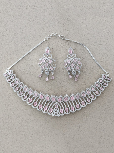Zirconia Indian Jewelry - Zirconia Necklace & Earrings