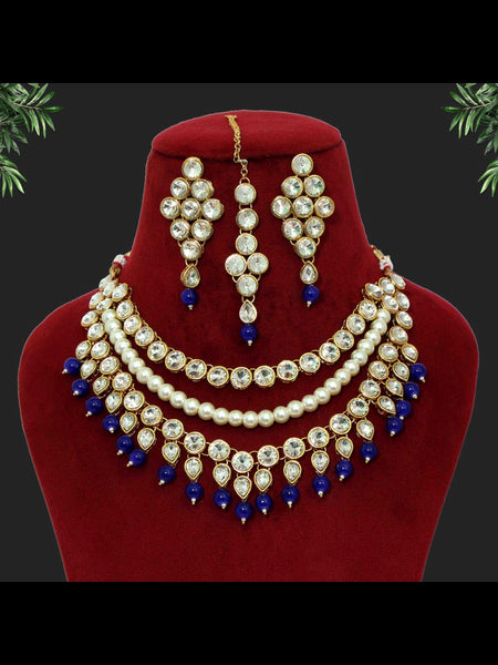  Indian Jewelry - Kundan & Pearl Necklace with Tikka