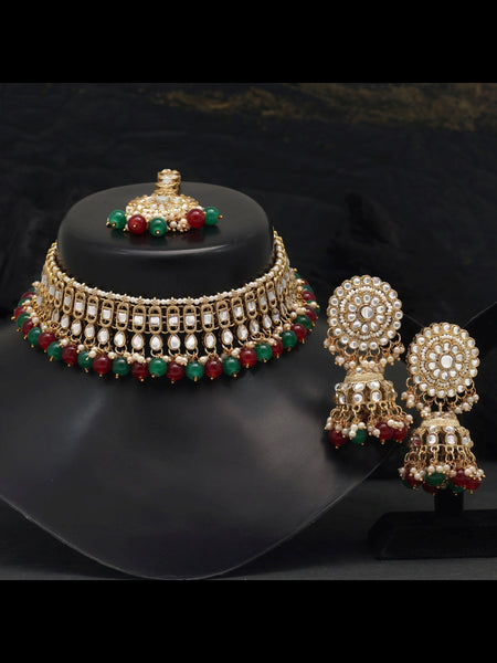  Indian Jewelry - Kundan & Pearl Necklace with Tikka