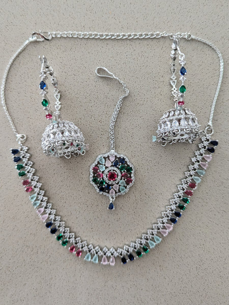Necklace Indian Jewelry - Zirconia Necklace & Earrings