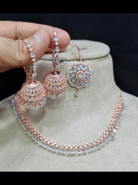 Zirconia Indian Jewelry - Zirconia Necklace & Earrings