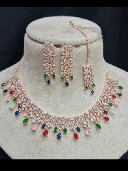 Necklace Indian Jewelry - Zirconia Necklace & Earrings