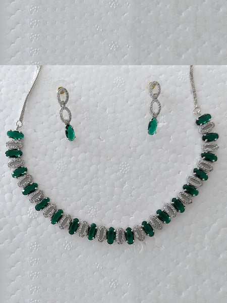  Indian Jewelry - Zirconia Necklace & Earrings
