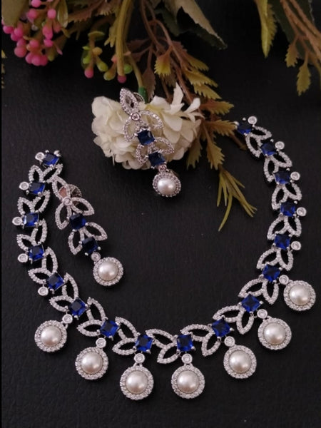 Zirconia Indian Jewelry - Zirconia Necklace & Earrings