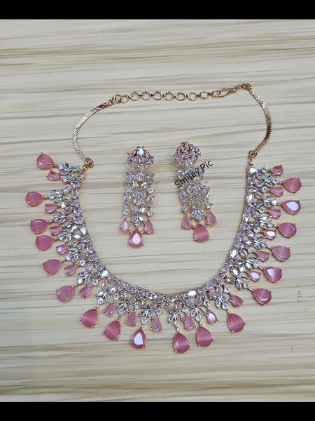 Zirconia Indian Jewelry - Zirconia Necklace & Earrings