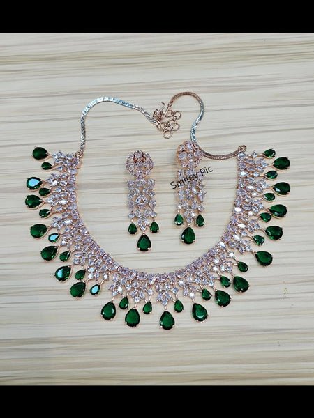 Zirconia Indian Jewelry - Zirconia Necklace & Earrings
