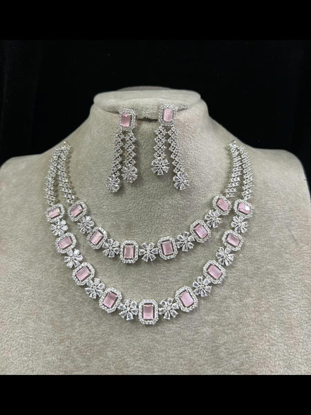  Indian Jewelry - Zirconia Necklace & Earrings