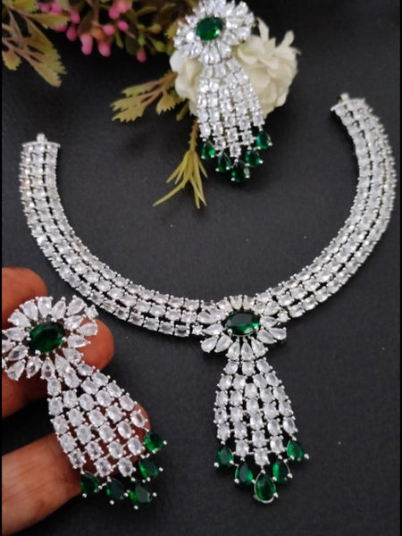 Necklace Indian Jewelry - Zirconia Necklace & Earrings