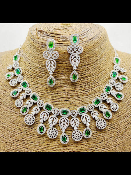 Zirconia Indian Jewelry - Zirconia Necklace & Earrings