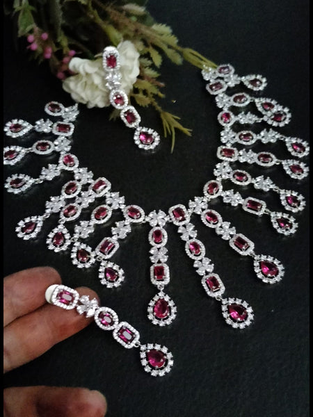 Zirconia Indian Jewelry - Zirconia Necklace & Earrings