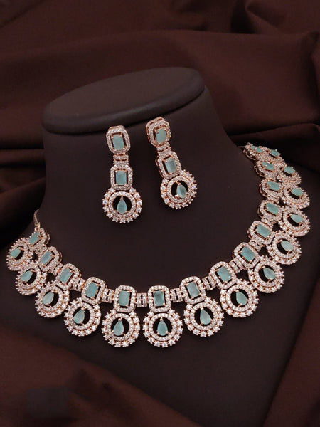 Zirconia Indian Jewelry - Zirconia Necklace & Earrings