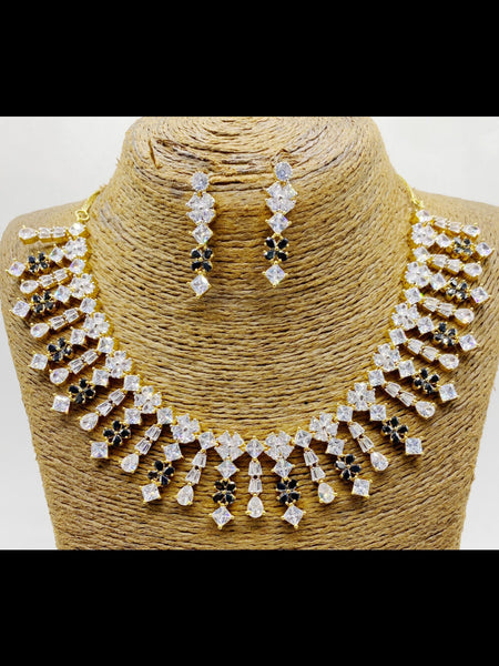 Zirconia Indian Jewelry - Zirconia Necklace & Earrings