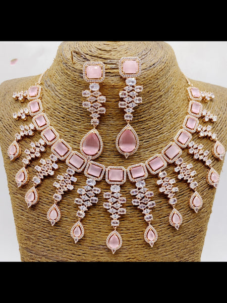  Indian Jewelry - Zirconia Necklace & Earrings