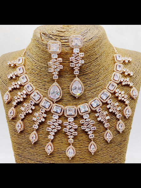 Zirconia Indian Jewelry - Zirconia Necklace & Earrings