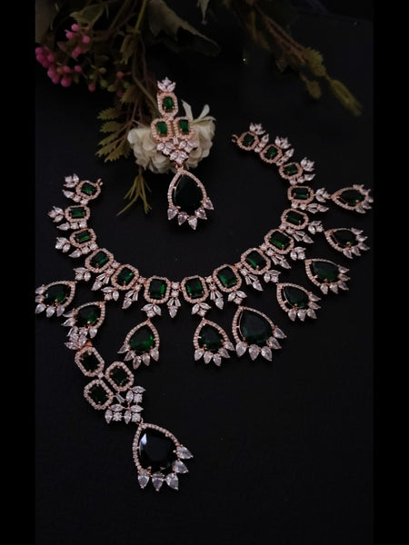  Indian Jewelry - Zirconia Necklace & Earrings