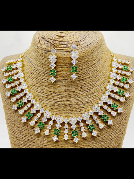 Zirconia Indian Jewelry - Zirconia Necklace & Earrings