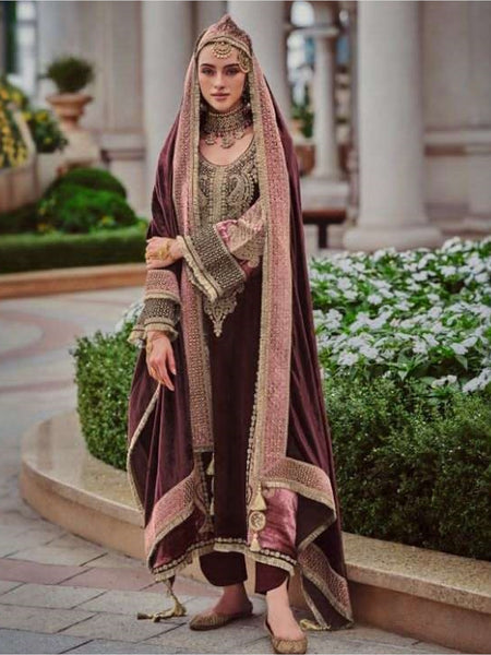 Straight Indian Dress - Silky Velvet Embroidery