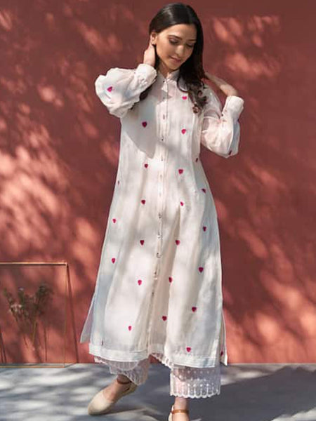 Kurti - Floral Embroidered Kurta Set