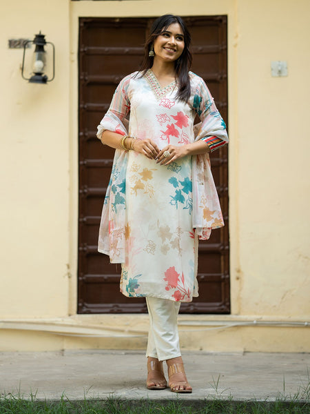 Kurti - Floral Printed Kurta Set