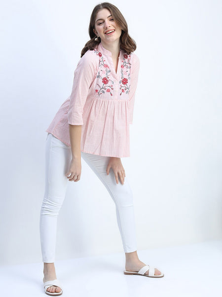 Kurti - Embroidery on Woven Kurti