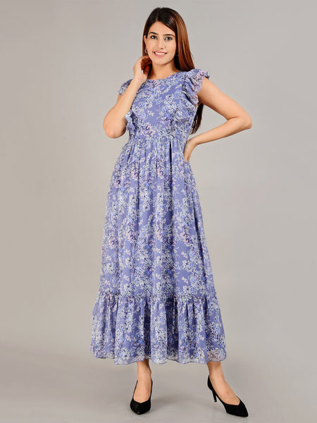 Kurti - Floral Printed Fit and Flare Kurti