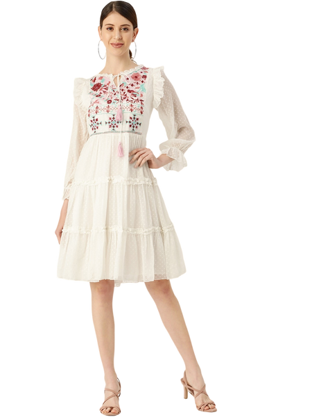Kurti - Embroidered Poly Chiffon Kurti