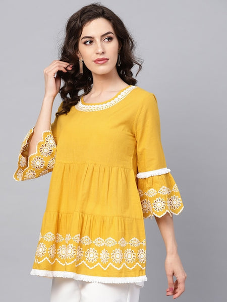 Kurti - Schiffli Embroidered Cotton Kurti