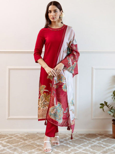 Kurti - Floral Printed Thread Kurta Set