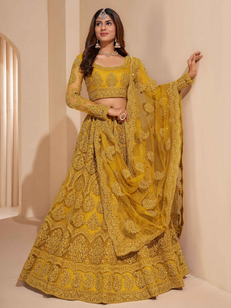 Plus-Sizes Lehenga Choli - Net & Silk Embroidery