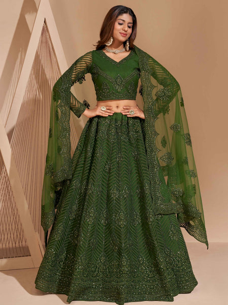Plus-Sizes Lehenga Choli - Net & Silk Embroidery